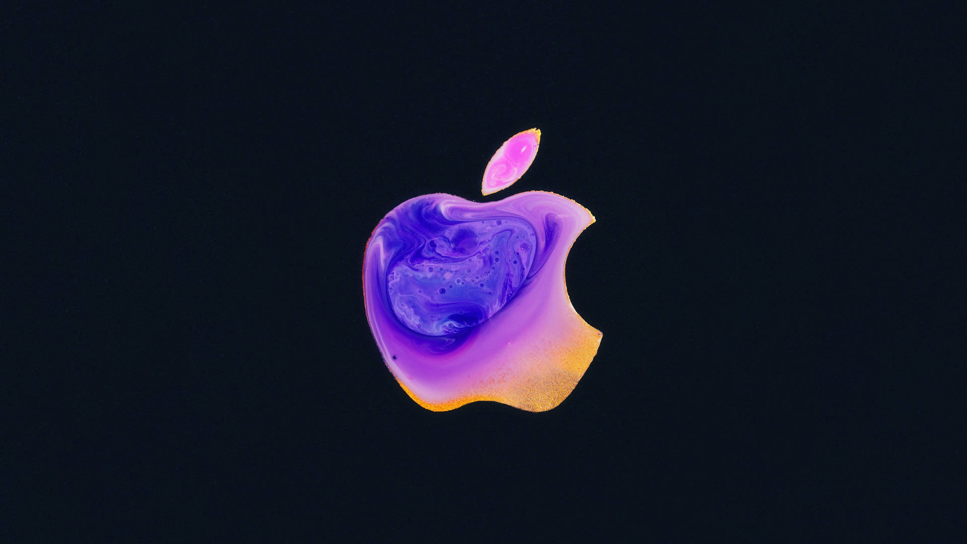 黑色背景上充滿活力的紫色和金色Apple標誌