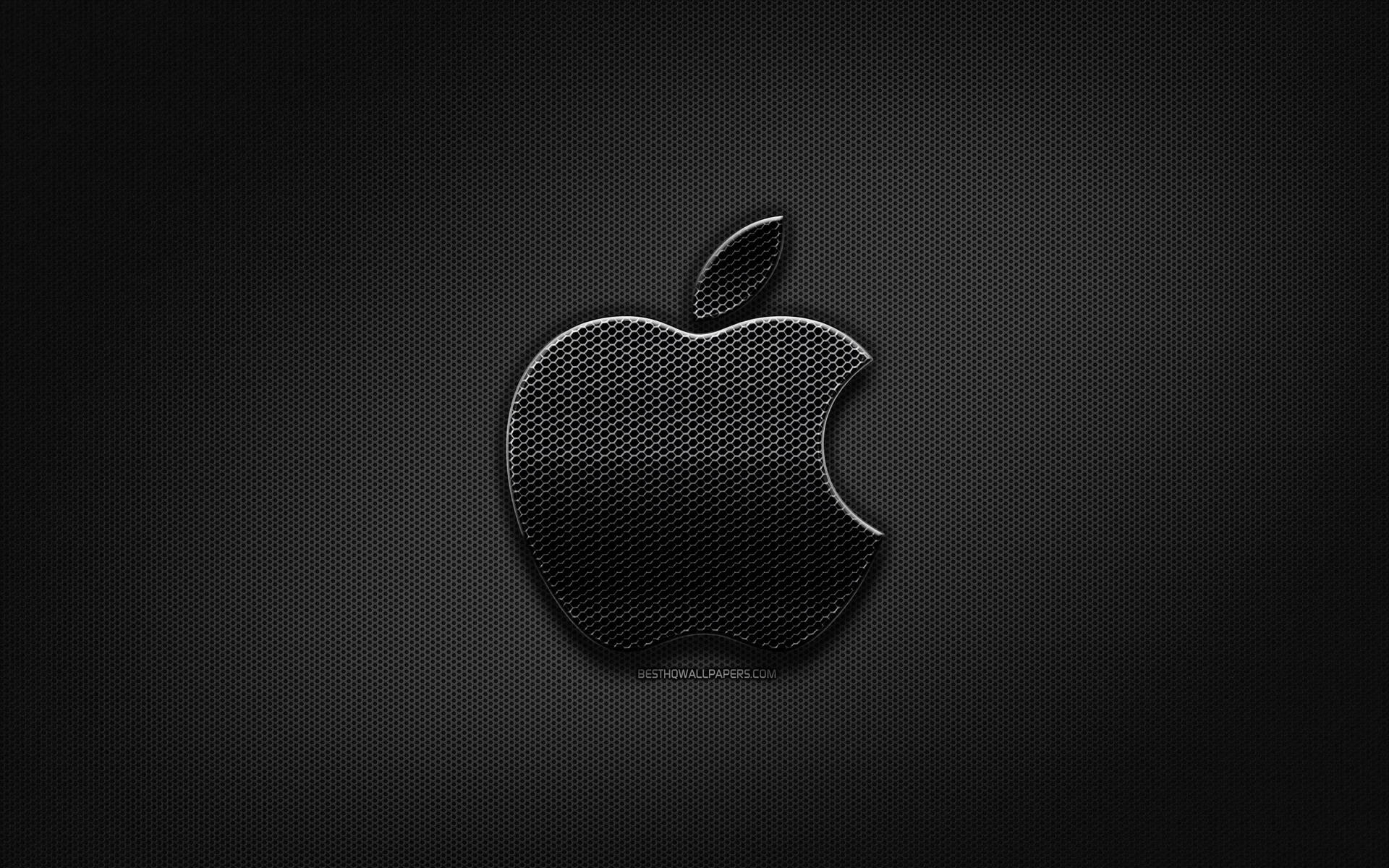 黑色Apple標誌帶網狀紋理在深色穿孔背景上