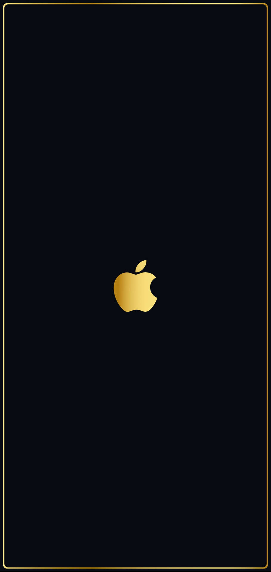金色Apple標誌置中於黑色背景上，帶有幼金邊框。