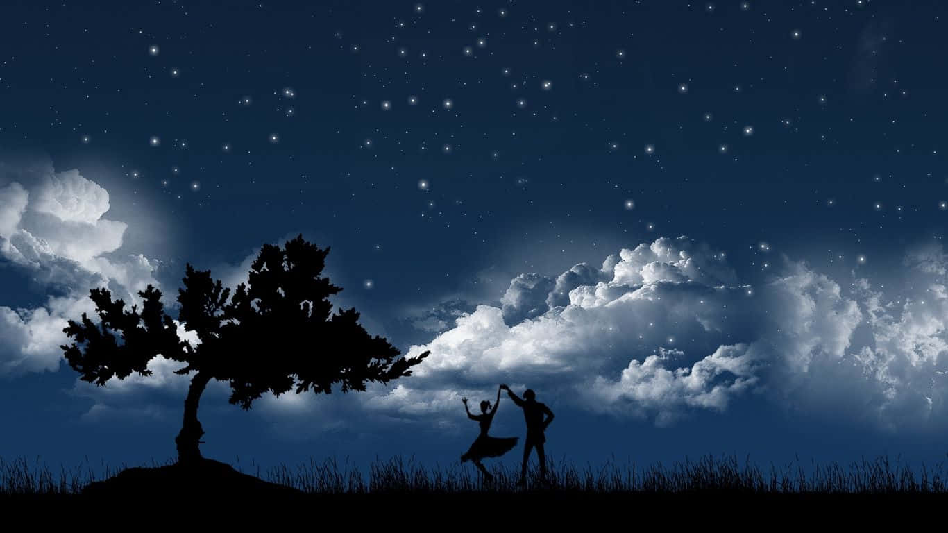 兩人於星空下共舞 壁紙