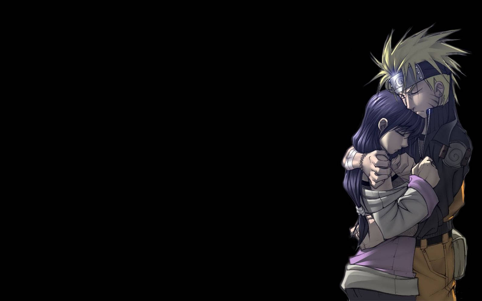 動漫角色在黑色背景前真摯擁抱。 — Naruto and hinata GIF 壁紙