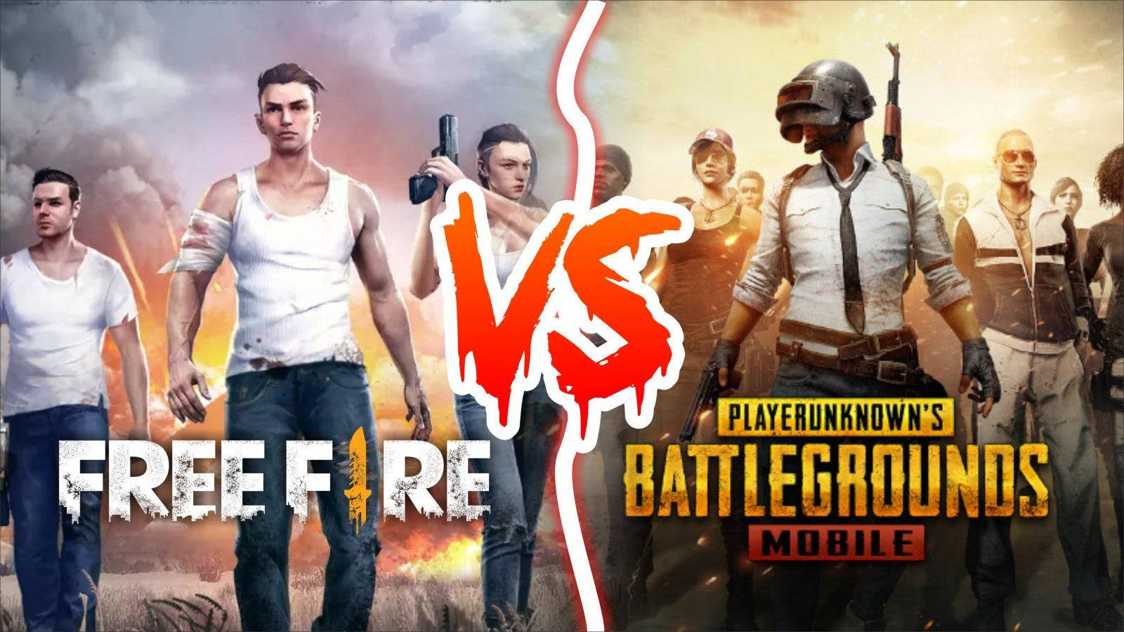 PUBG 桌布 壁紙 — 兩個大逃殺遊戲角色對峙，以粗體紅色VS圖形劃分熾熱的戰場場景。