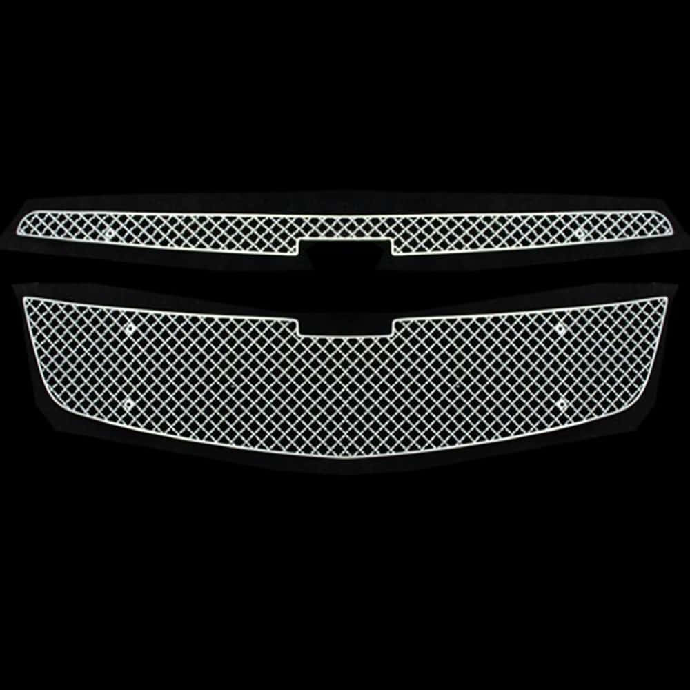 Car Grill 桌布 壁紙 — 兩個發光的白色菱形圖案汽車格柵，在純黑色背景上勾勒出輪廓。