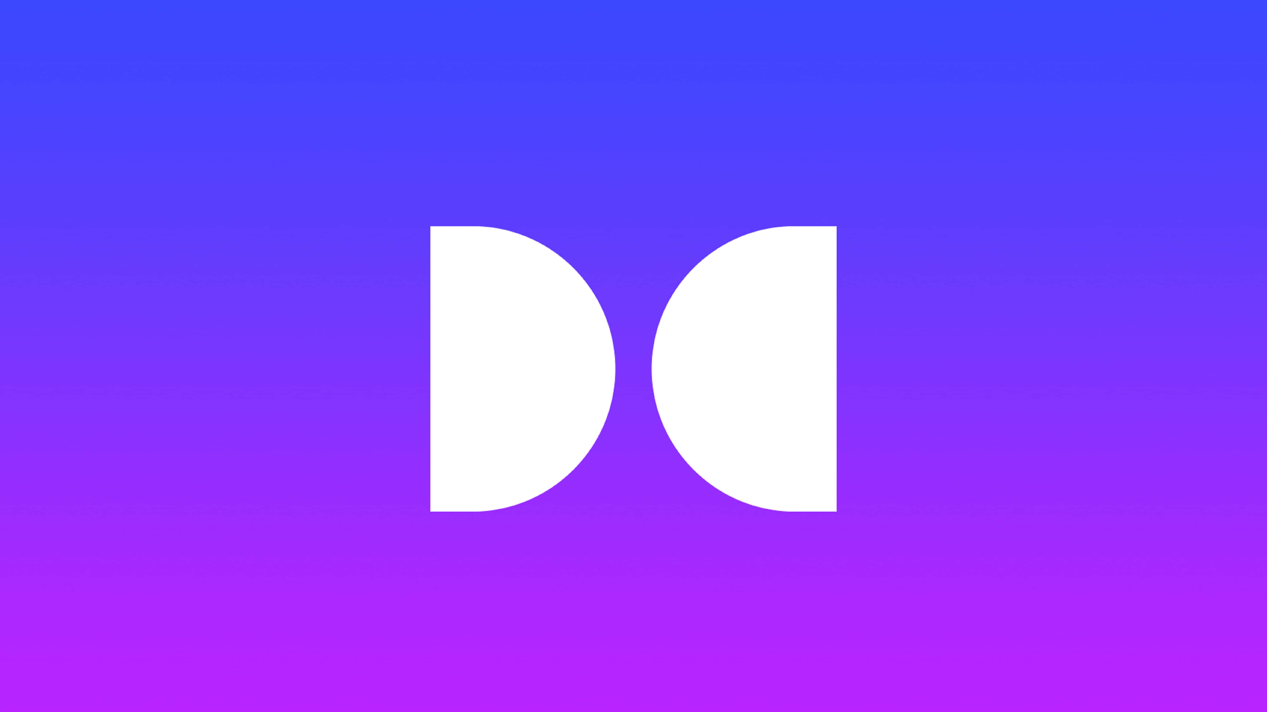 4K Dolby Vision 桌布 壁紙 — 兩個白色抽象半圓漂浮在充滿活力的紫色到藍色漸變背景上。
