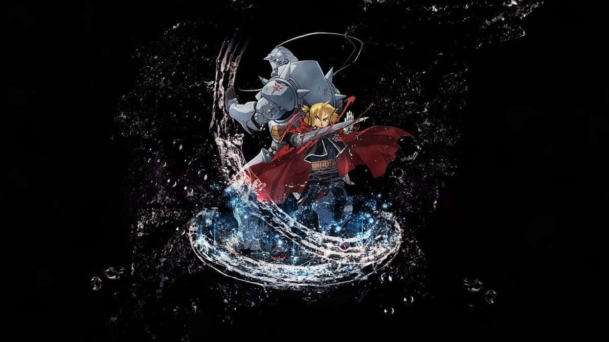 紅色斗篷的動漫戰士在水花中與機械怪物戰鬥。