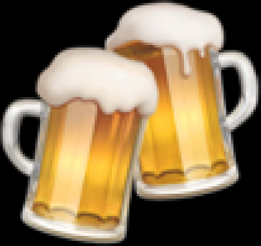 兩杯滿溢泡沫的啤酒杯 壁紙