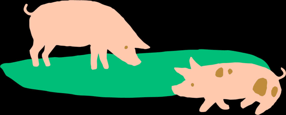 兩隻卡通豬插畫 壁紙