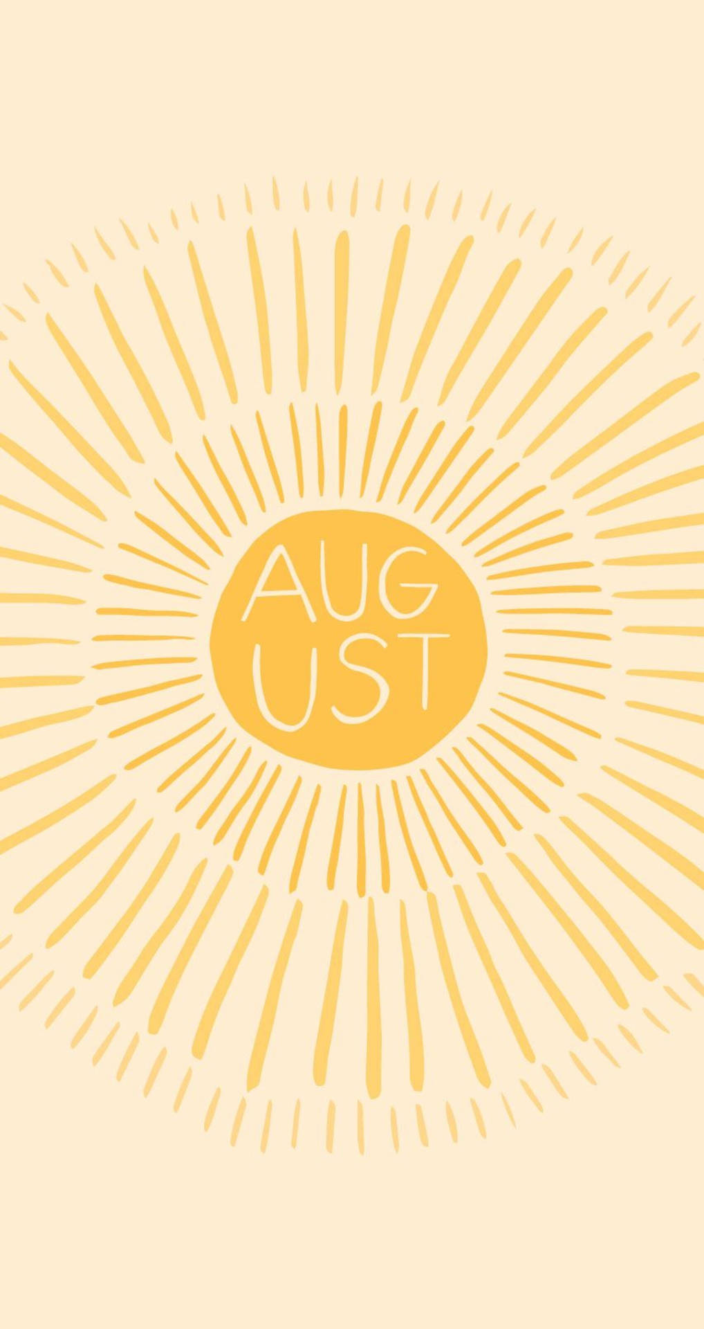 奶油色背景上的黃色 August 太陽光線圖形