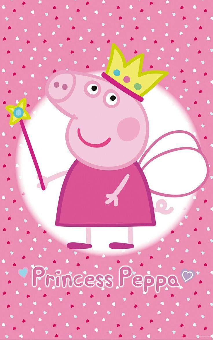 Peppa Pig 作為仙女公主，戴著皇冠並拿著魔法棒。
