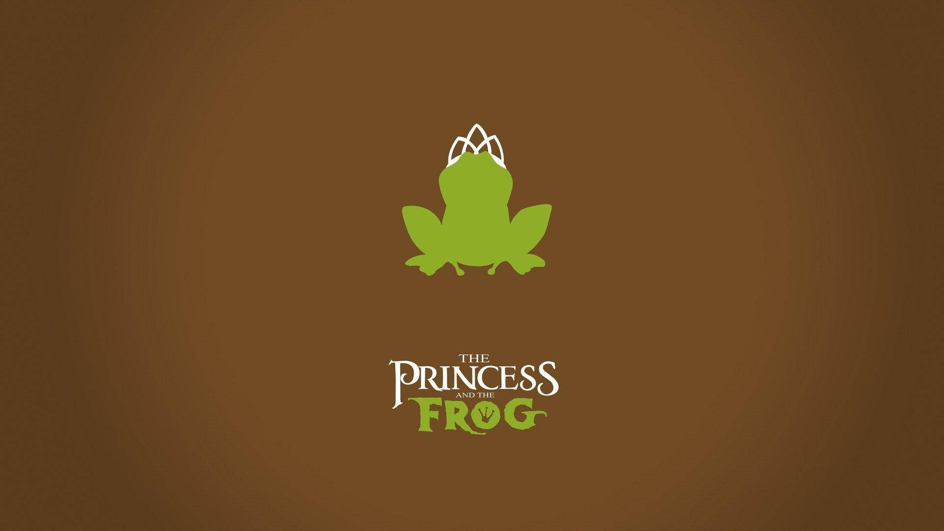 戴著皇冠的綠色青蛙，下方有「The Princess and the Frog」文字，棕色背景。