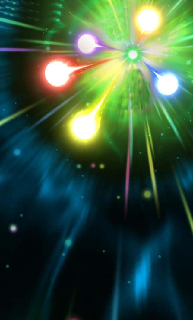 霓虹燈在黑暗的星空背景下於宇宙爆發中爆炸。