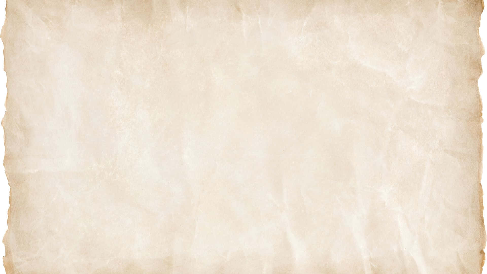Old Paper Texture 桌布 壁紙 — 具有溫暖米色調的紋理復古羊皮紙，邊緣不規則且帶有細微摺痕。