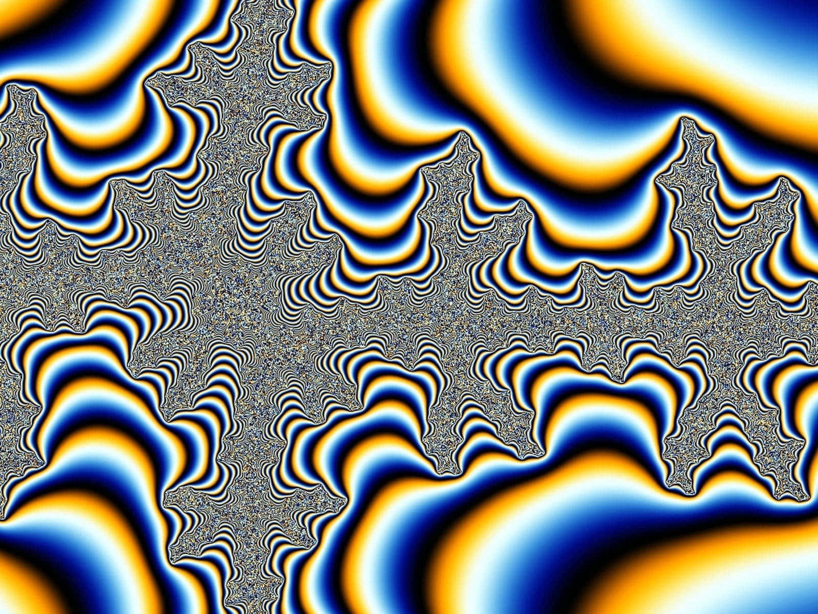 動態的藍色和黃色波浪圖案創造出催眠般的錯視效果。