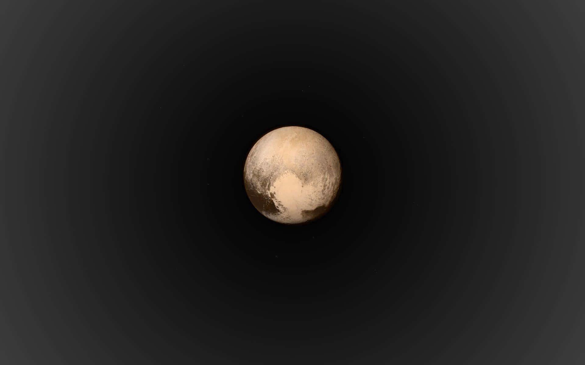 深空入面嘅冥王星矮行星，背景係黑暗漸變色。