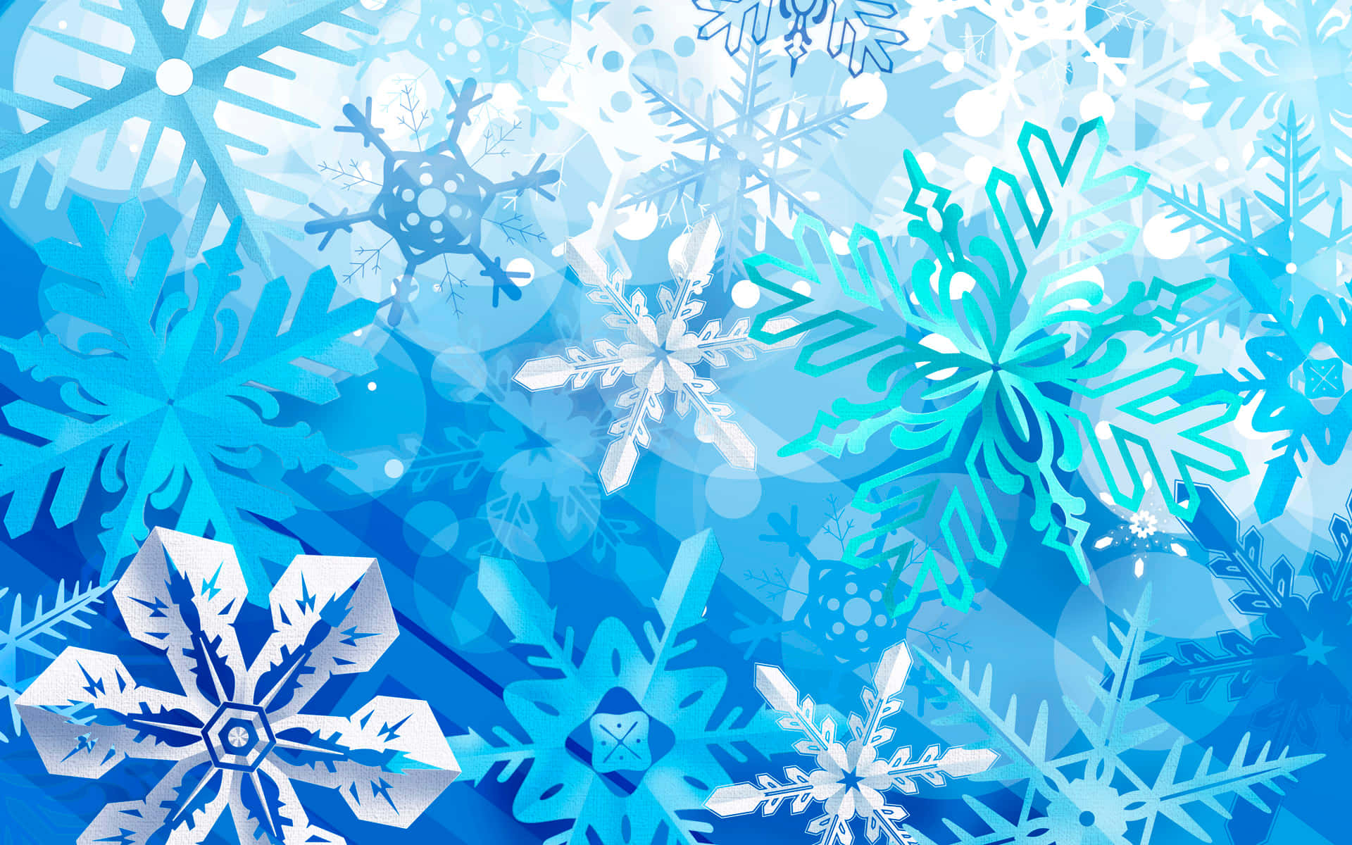 以藍色和白色色調的風格化雪花組成的節日圖案。