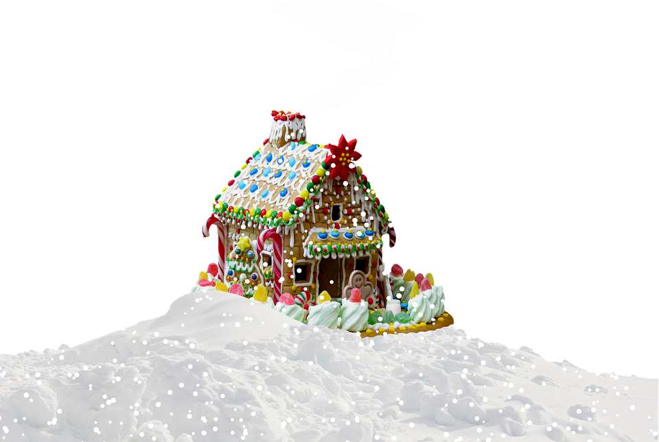 冬日雪地薑餅屋聖誕場景 壁紙