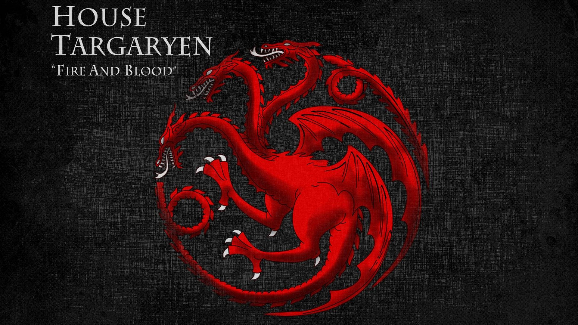 深色布料上的 House Targaryen 紅色三頭龍標誌。