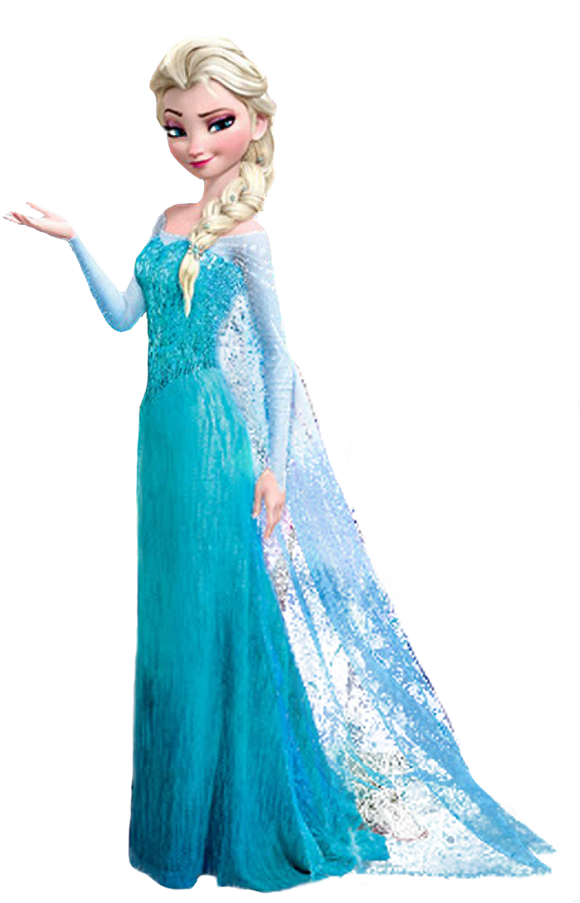 冰雪奇緣 艾莎冰藍禮服 壁紙 — 《魔雪奇緣》的愛莎身穿標誌性的閃爍冰藍色長裙，在純黑背景下優雅地站立。
