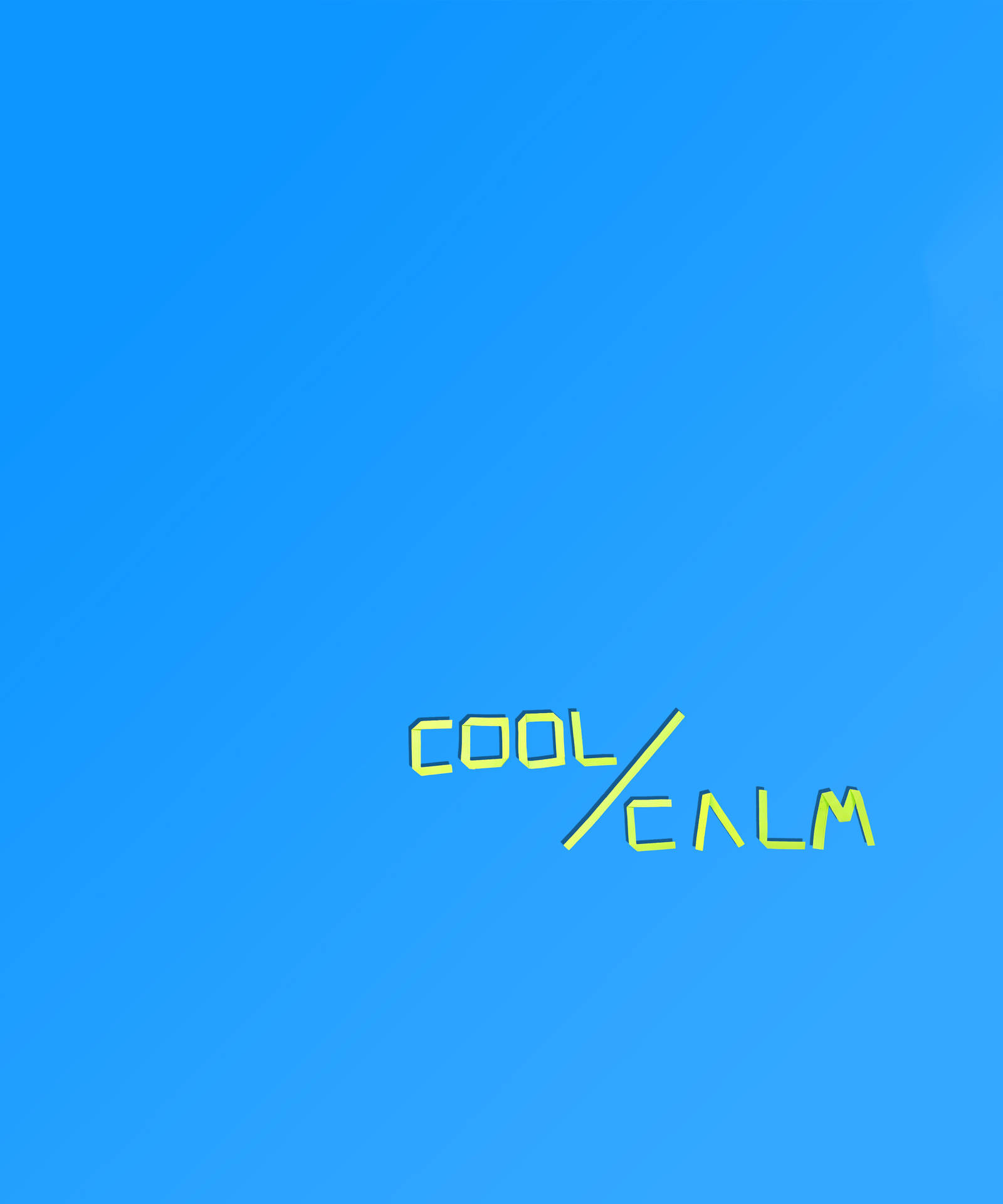 藍色背景，黃色文字顯示 cool calm，以斜線分割。