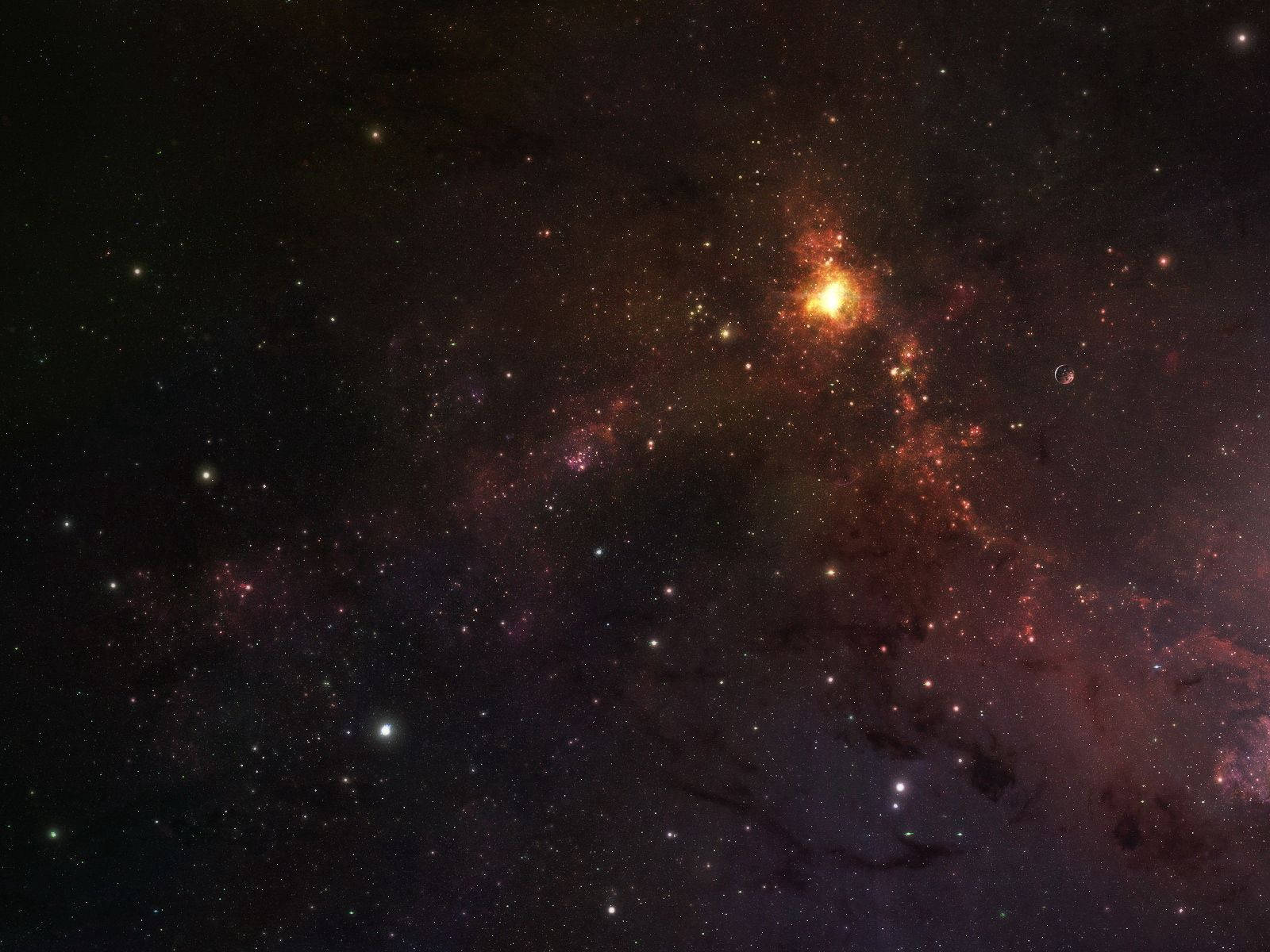 深空中閃爍著星星的鮮豔宇宙星雲