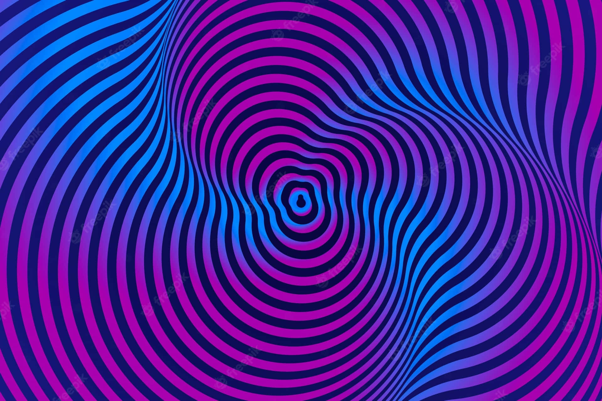 藍色和紫色同心線條組成的動態漩渦圖案，營造出催眠般的渦旋效果。