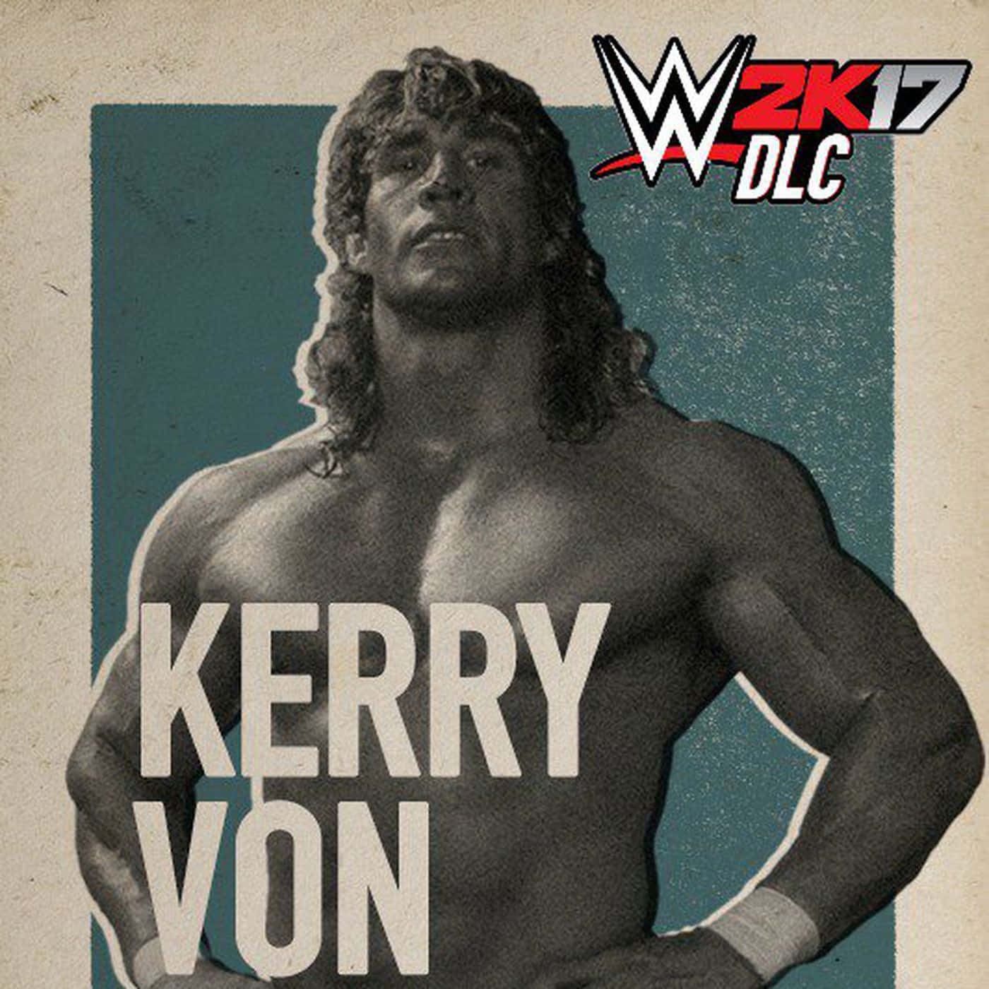 WWE 2K17 DLC封面， featuring 摔角手Kerry Von，長髮，肌肉發達。