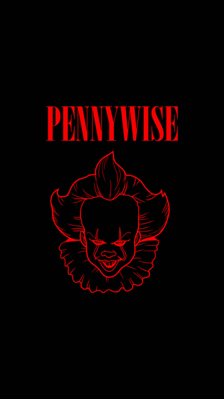 黑色背景上紅色小丑Pennywise輪廓及上方文字。