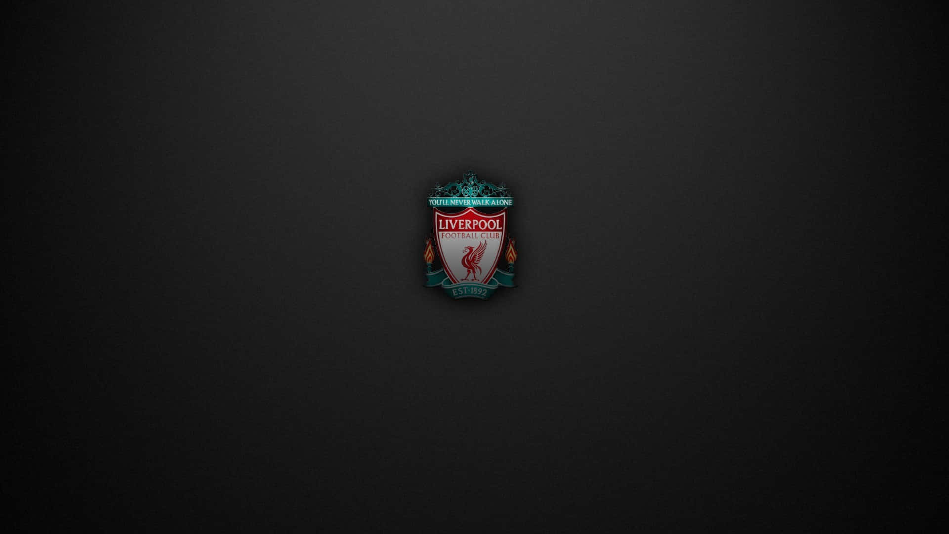 Liverpool 桌布 壁紙 — 利物浦會徽置中在深色漸變背景上，帶有微妙的燈光效果。