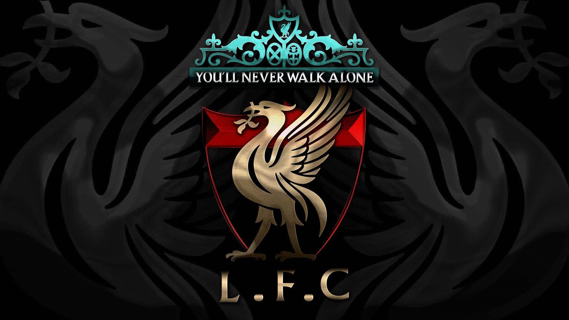 利物浦足球會徽章，帶有金色利鳥及標語 you'll never walk alone