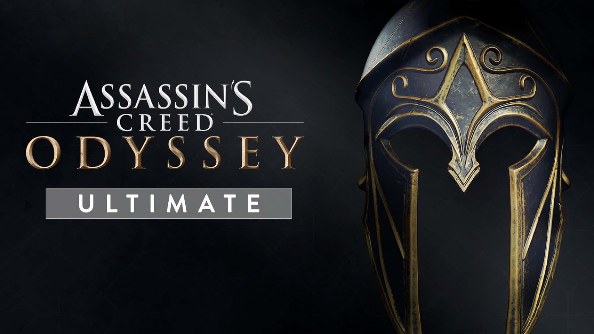 Assassin's Creed Odyssey Ultimate遊戲標誌，帶有詳細的斯巴達頭盔。