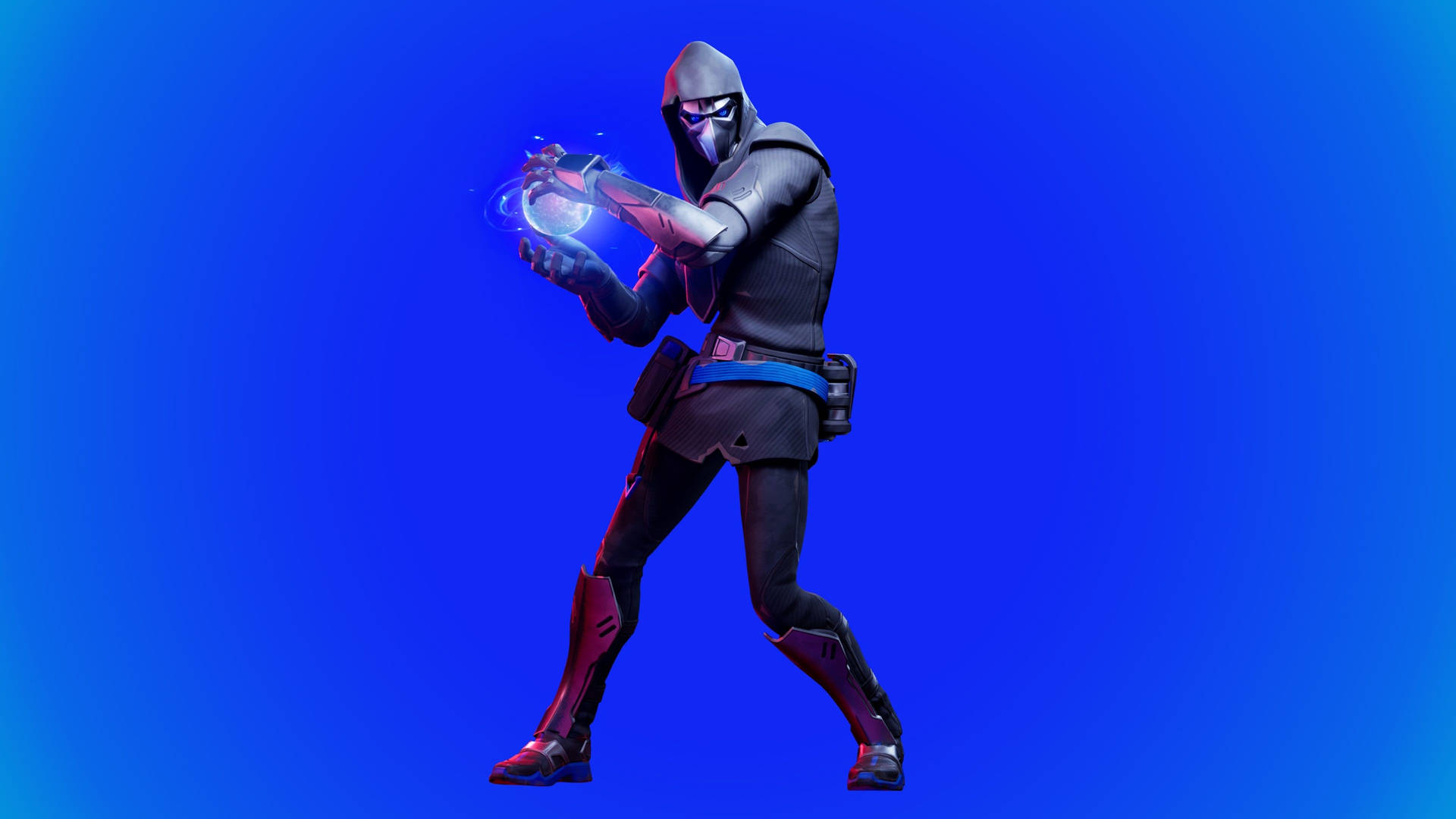 Fortnite角色在藍色漸變背景中揮舞發光能量