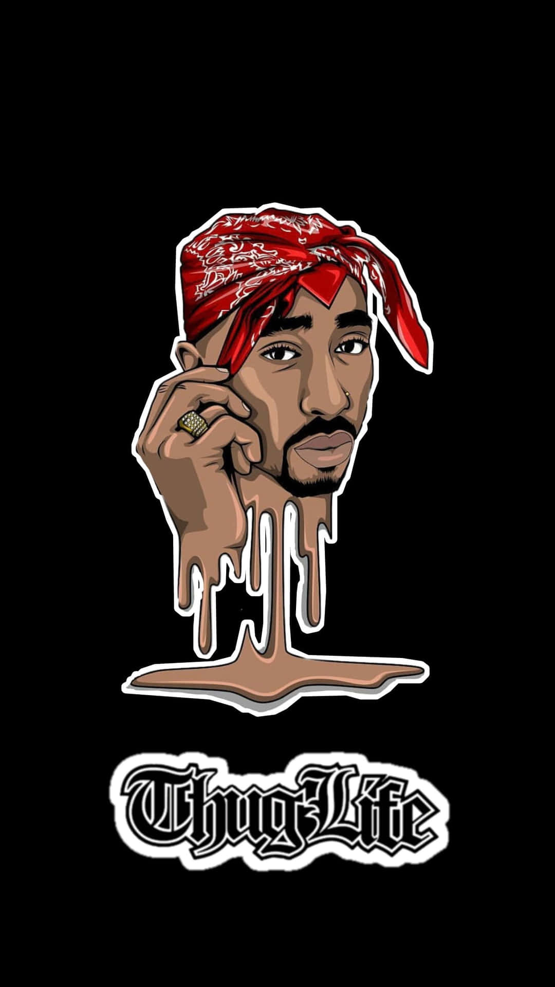 Tupac Shakur插圖，帶有融化效果和Thug Life文字。
