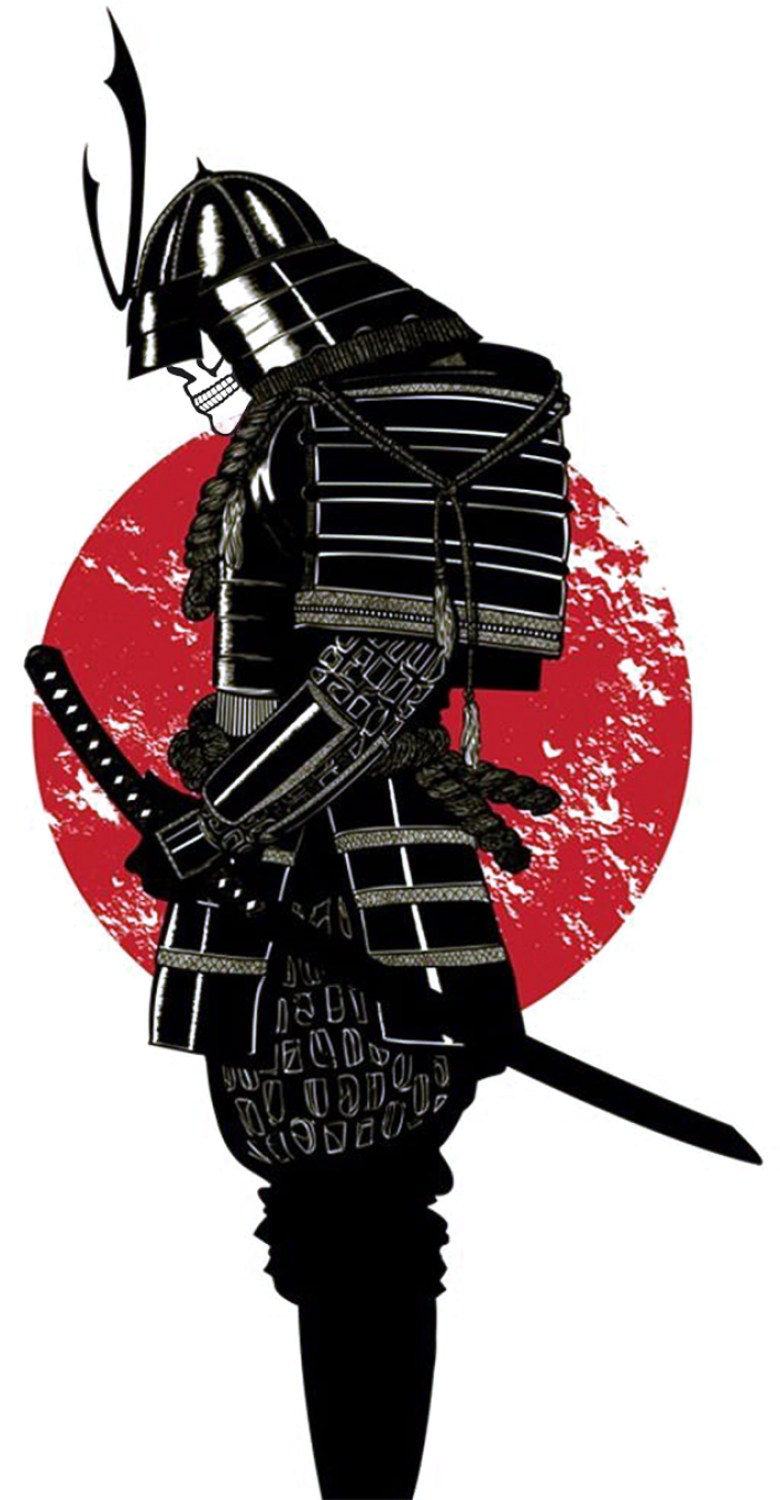 剪影武士對紅日