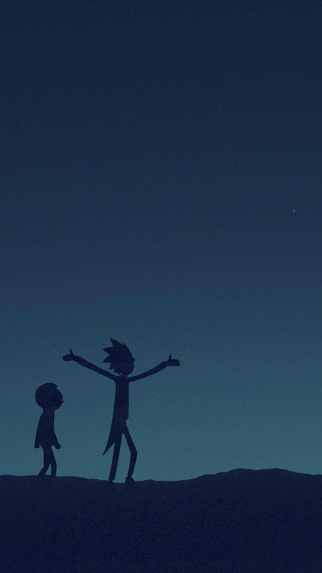 兩個風格化的剪影人物，以暮色天空為背景，可見一顆星星。