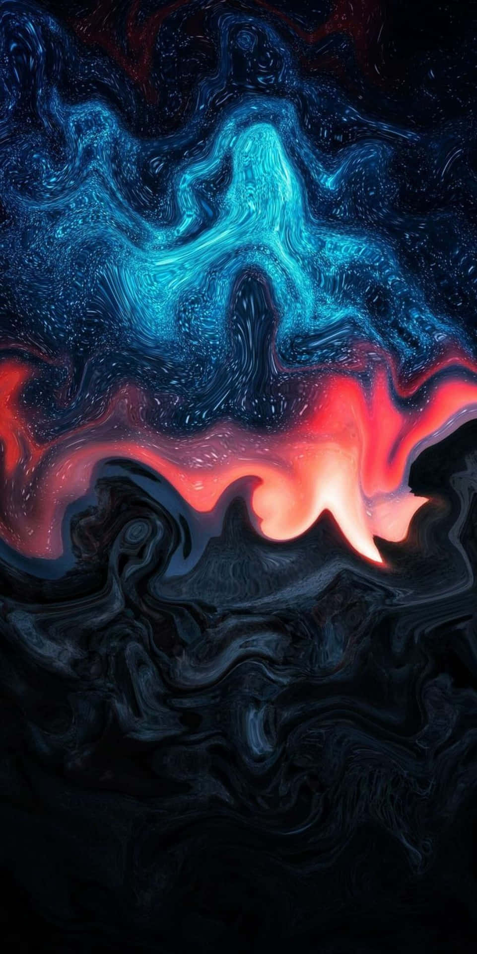 深色背景上藍色和紅色星雲的宇宙漩渦。