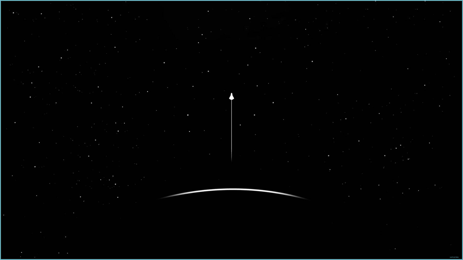 一個白色箭頭在行星曲線上方，對著星空向上指。