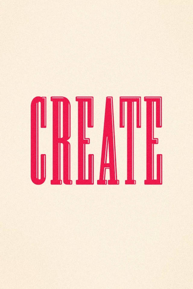奶油色紋理背景上的紅色 CREATE 文字