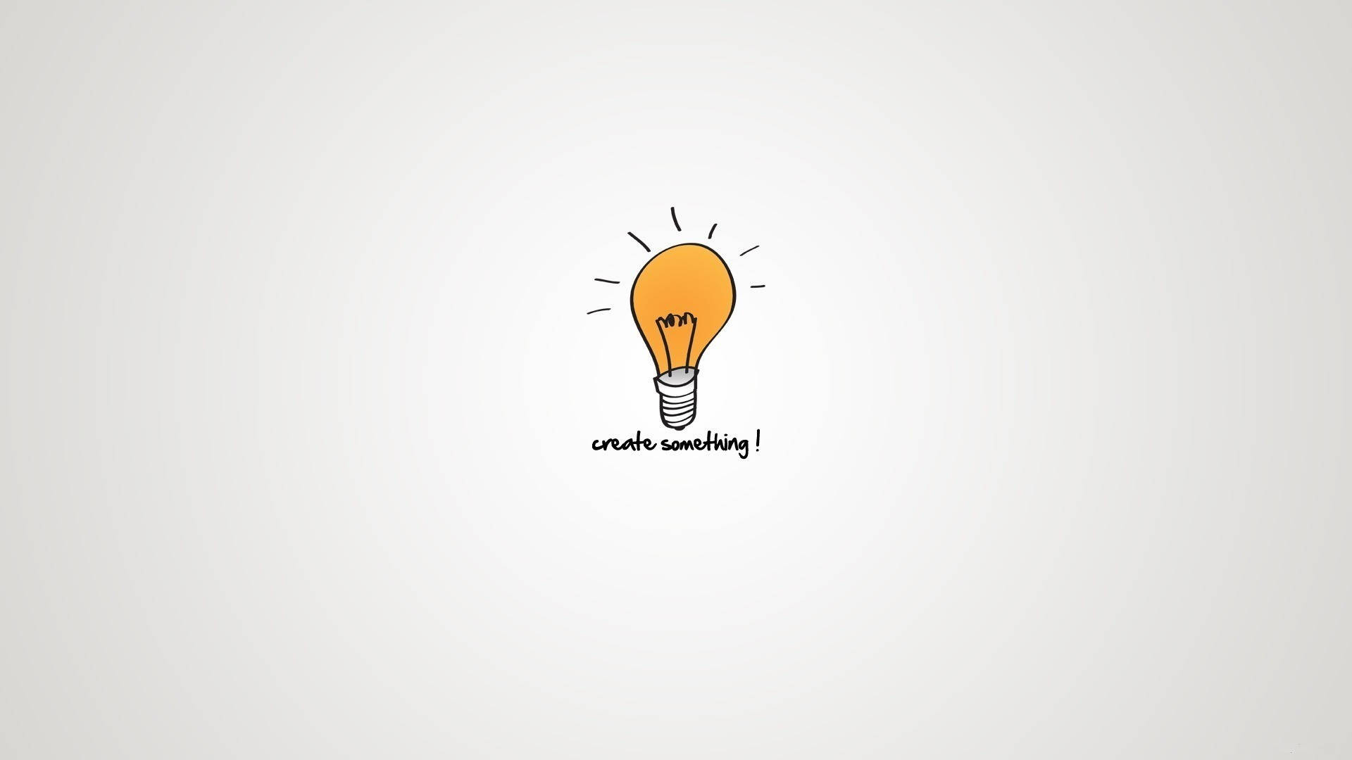 一個簡單的發光燈泡草圖，帶有短語 create something!