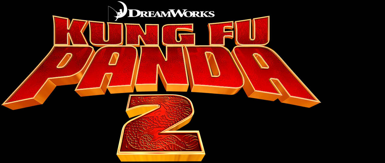 功夫熊貓2電影標誌 壁紙 — 在黑色背景上，Kung Fu Panda 2 大膽的紅色和金色3D標題標誌。