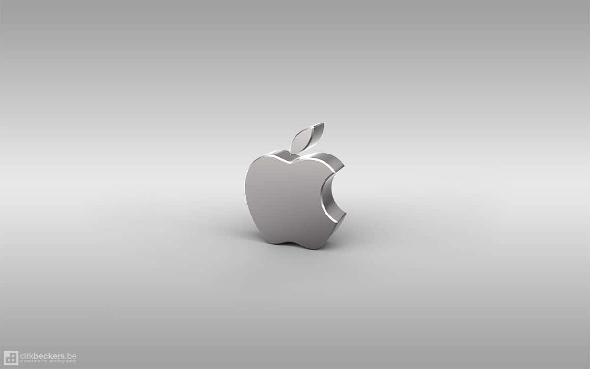 時尚銀色Apple標誌在漸變灰色背景上