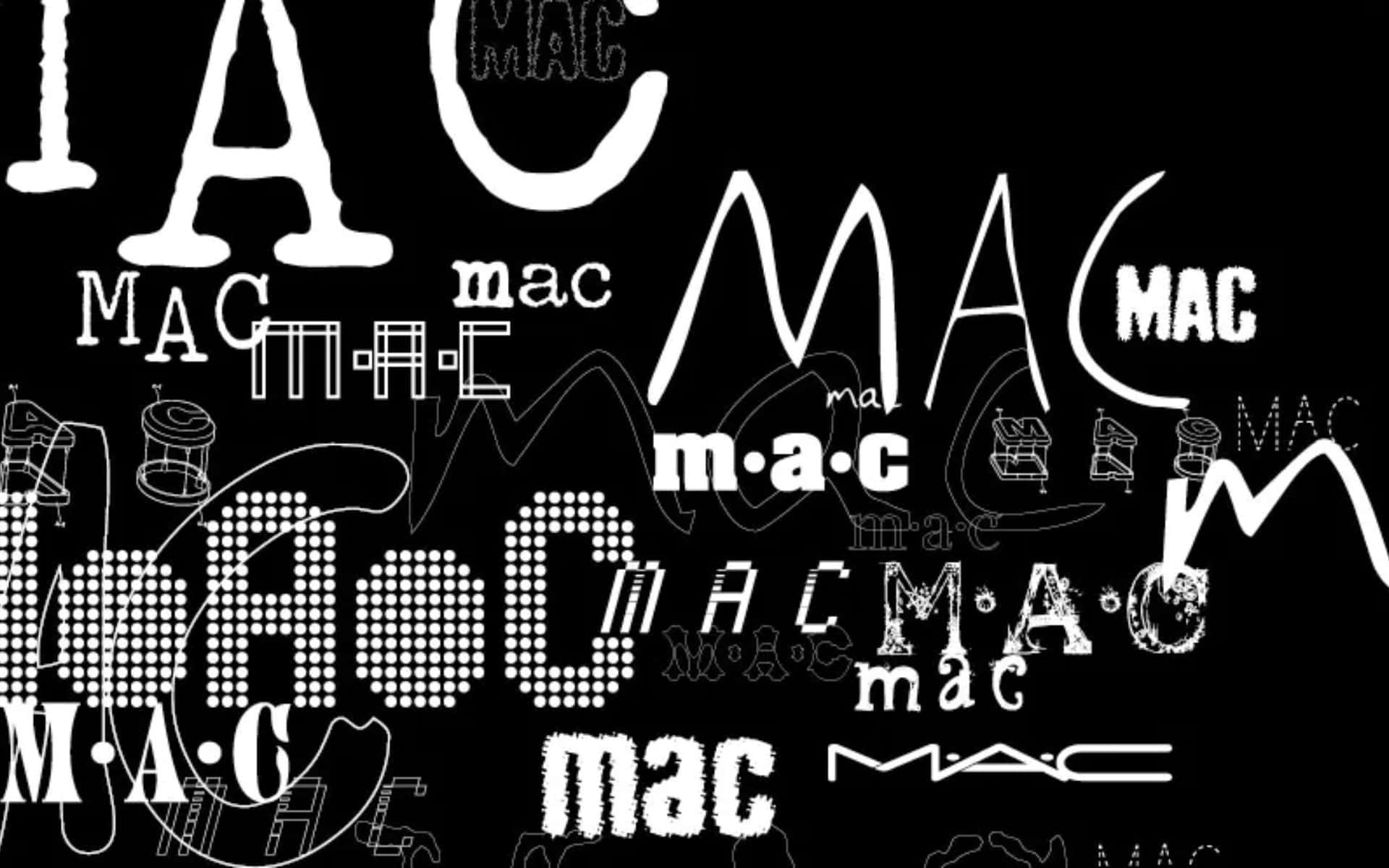 黑色背景上有多個白色MAC標誌變體的Wallpaper。