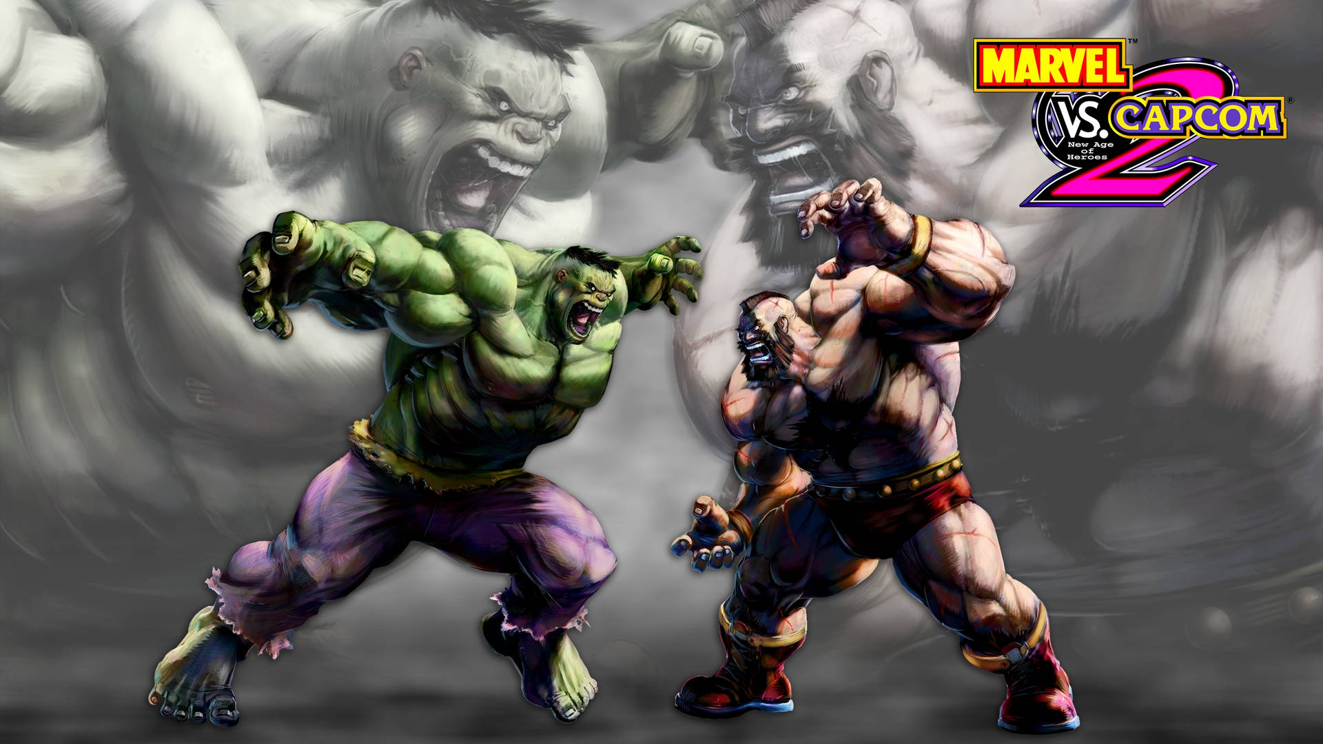 Hulk 同一個戰士喺漫畫風格嘅電子遊戲場景中戰鬥。