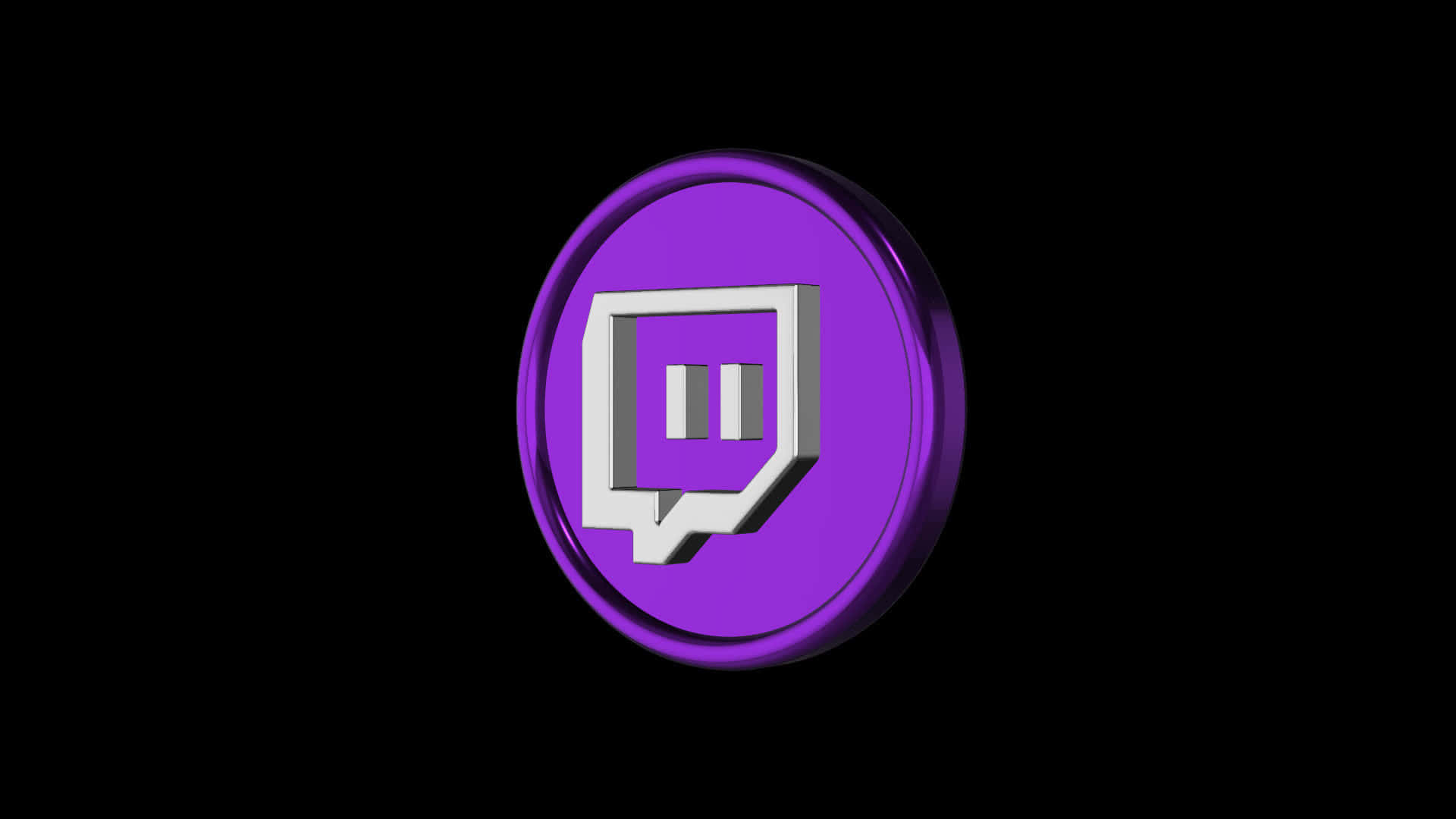 紫色和銀色的 Twitch 標誌，黑色背景