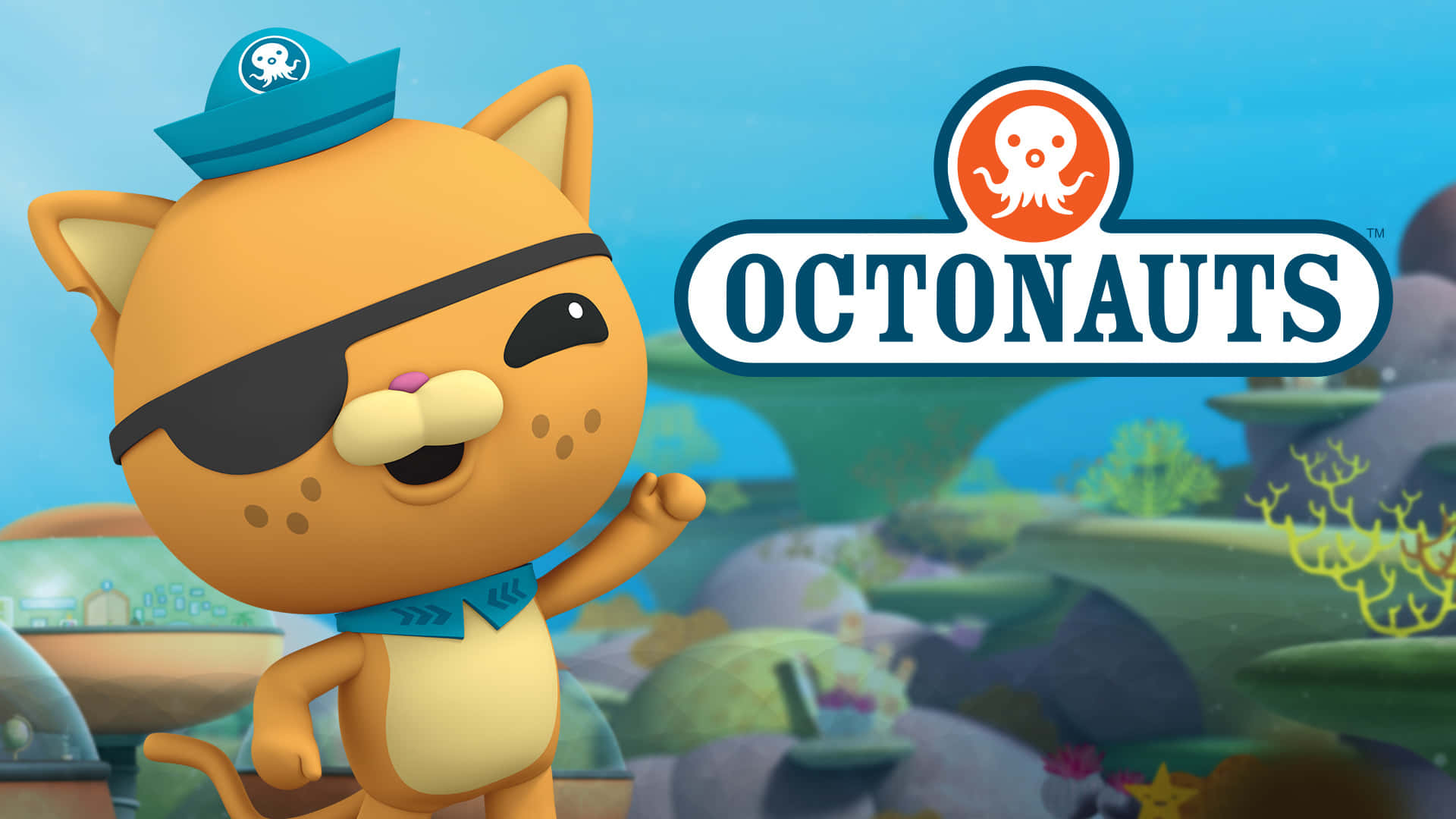 Octonauts貓咪角色穿著水手服在水底揮手