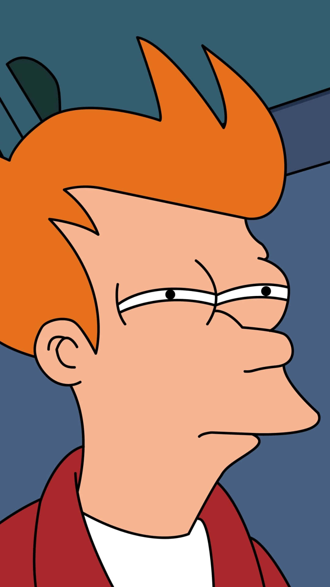 《乃出個未來》中 Fry 的側面，橙色頭髮和眼鏡。