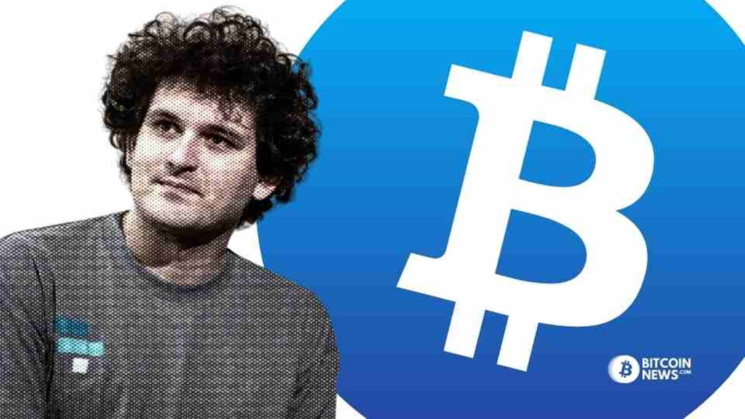 捲髮男人旁邊有比特幣標誌和Bitcoin News水印。