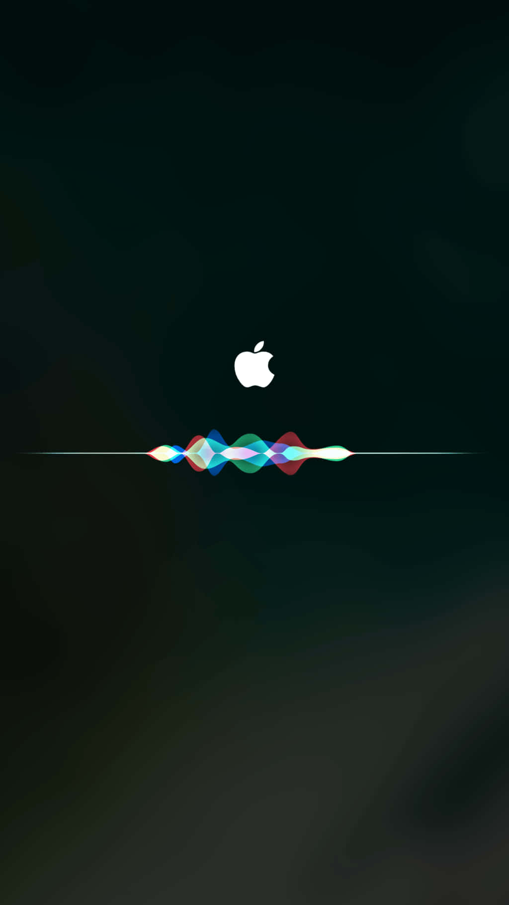 Apple標誌與彩色聲波在深色背景上