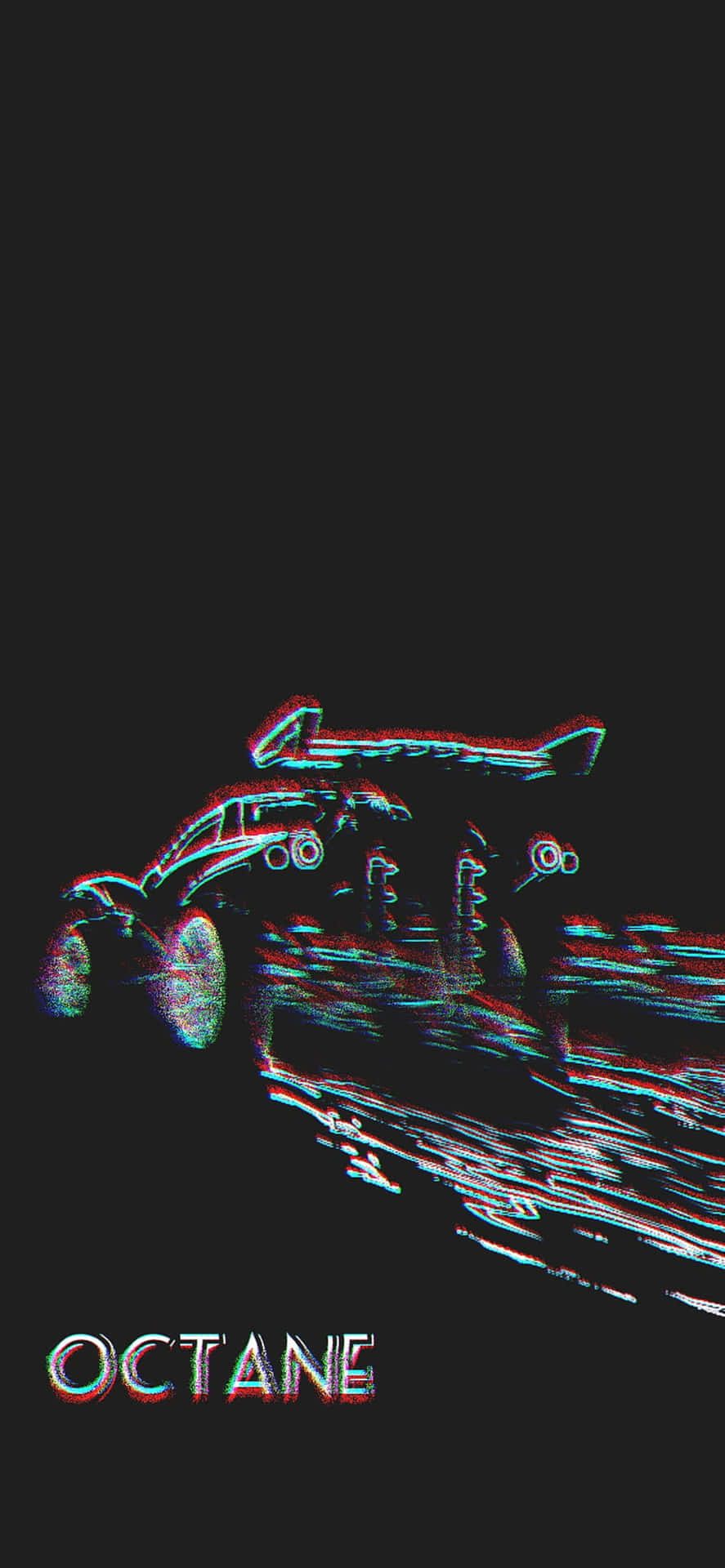 故障效果的怪獸卡車帶着霓虹軌跡，黑色背景上寫有 'OCTANE' 文字。