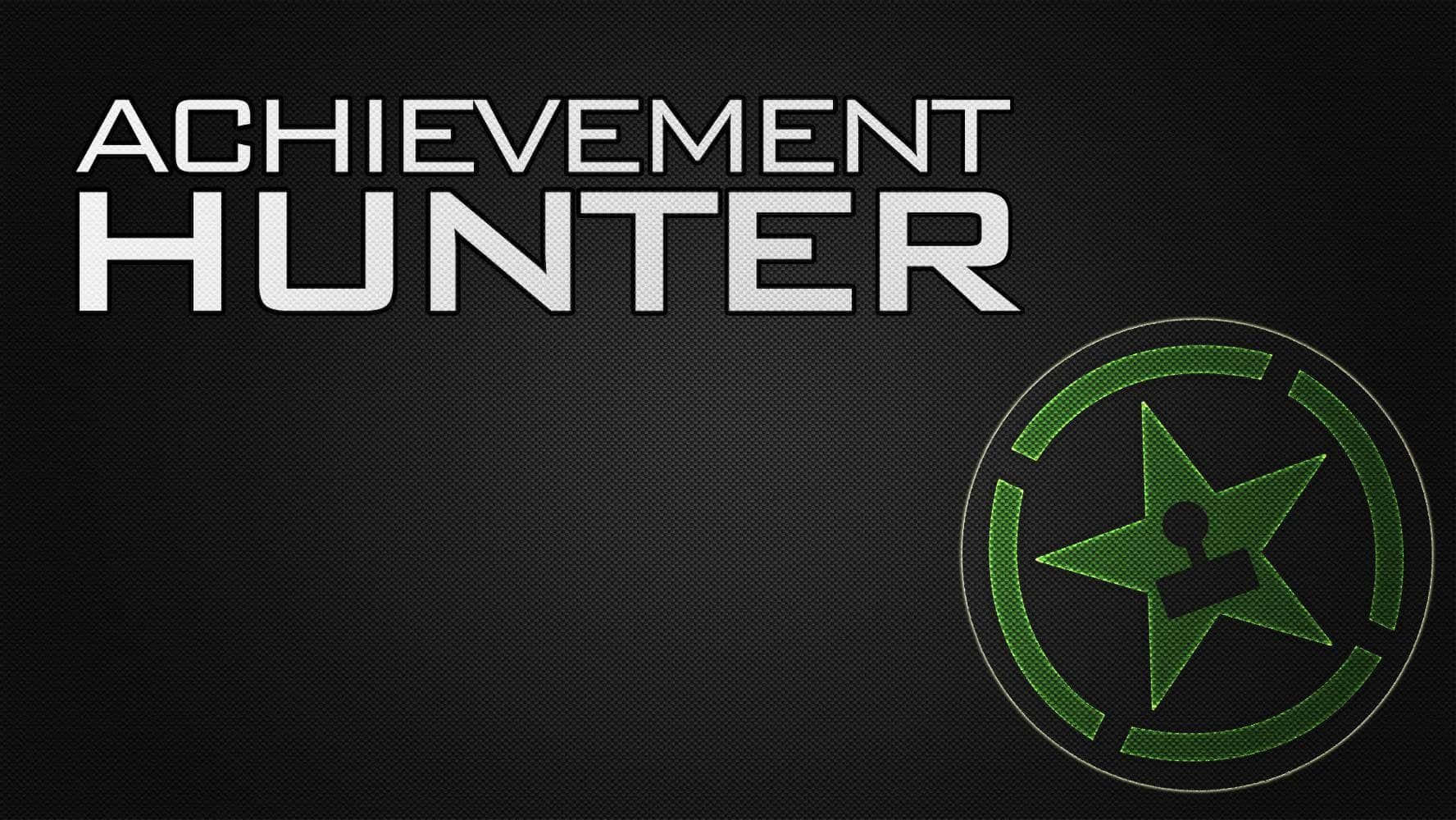 深色紋理背景上帶有綠色星星的 Achievement Hunter 標誌。