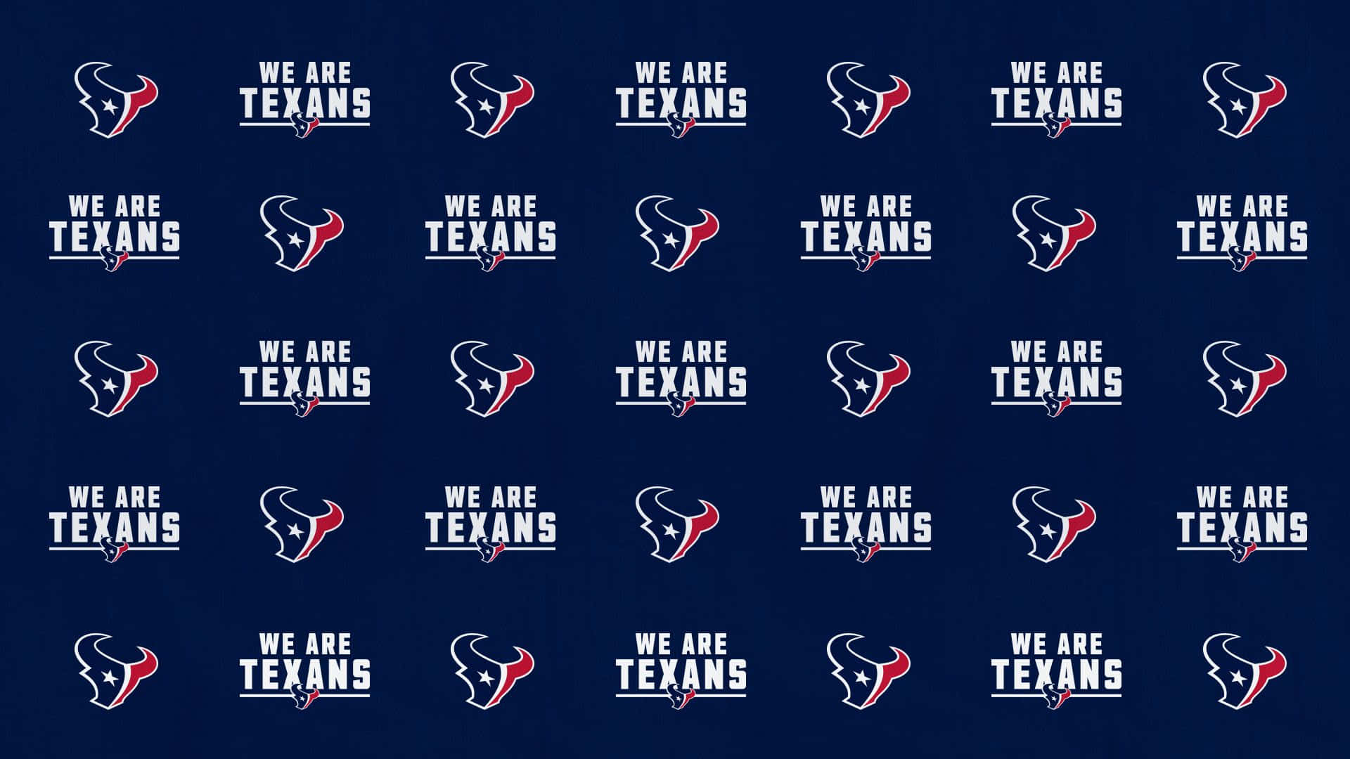 勇猛無畏的休士頓 Texans 隊標 壁紙 — 在深藍色背景上以網格圖案重複的侯斯頓德州人隊標誌和口號。